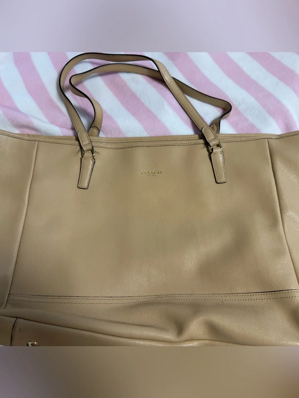 Coach Tan Leather Tote with Dual Straps
